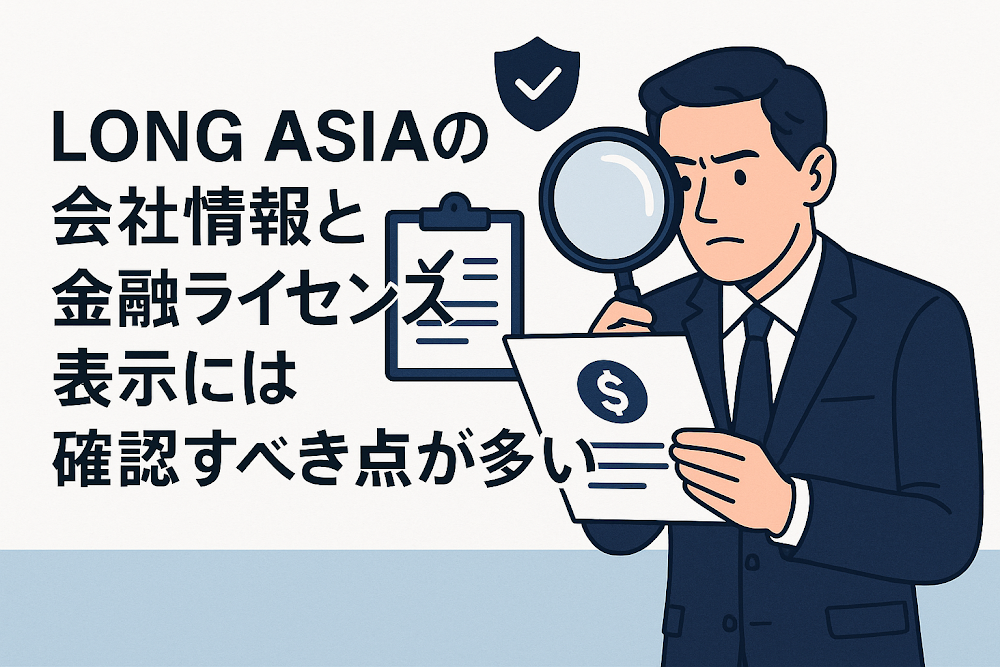 LONG ASIAの会社情報と金融ライセンス表示には確認すべき点が多い