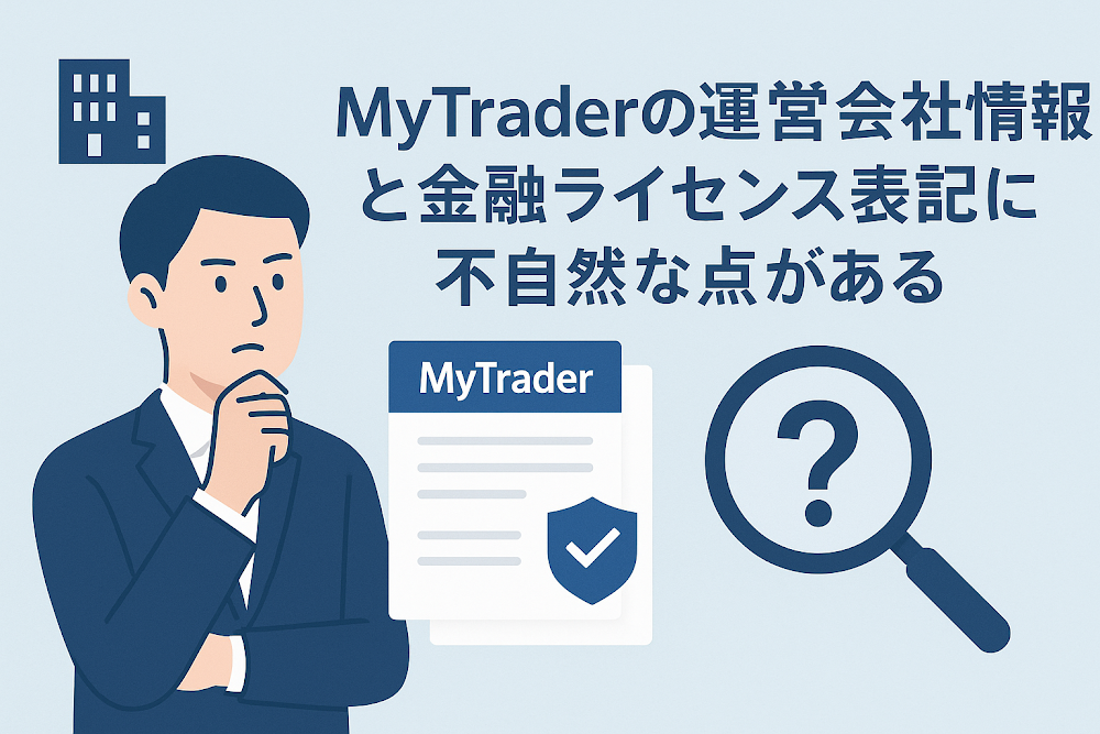 MyTraderの運営会社情報と金融ライセンス表記に不自然な点がある