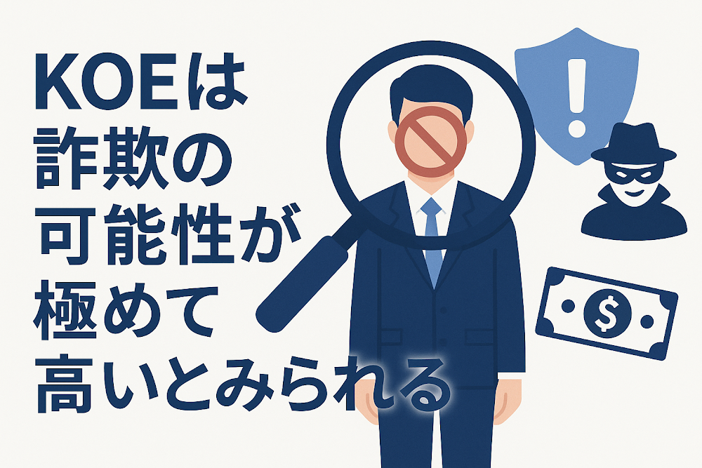 KOEは詐欺の可能性が極めて高いとみられる