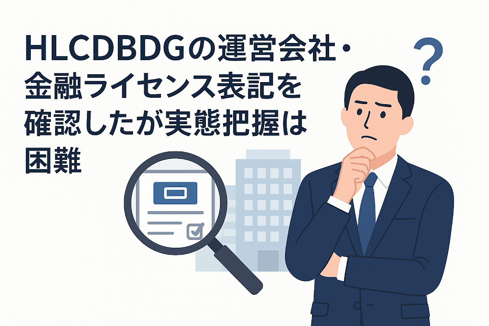HLCDBDGの運営会社・金融ライセンス表記を確認したが実態把握は困難