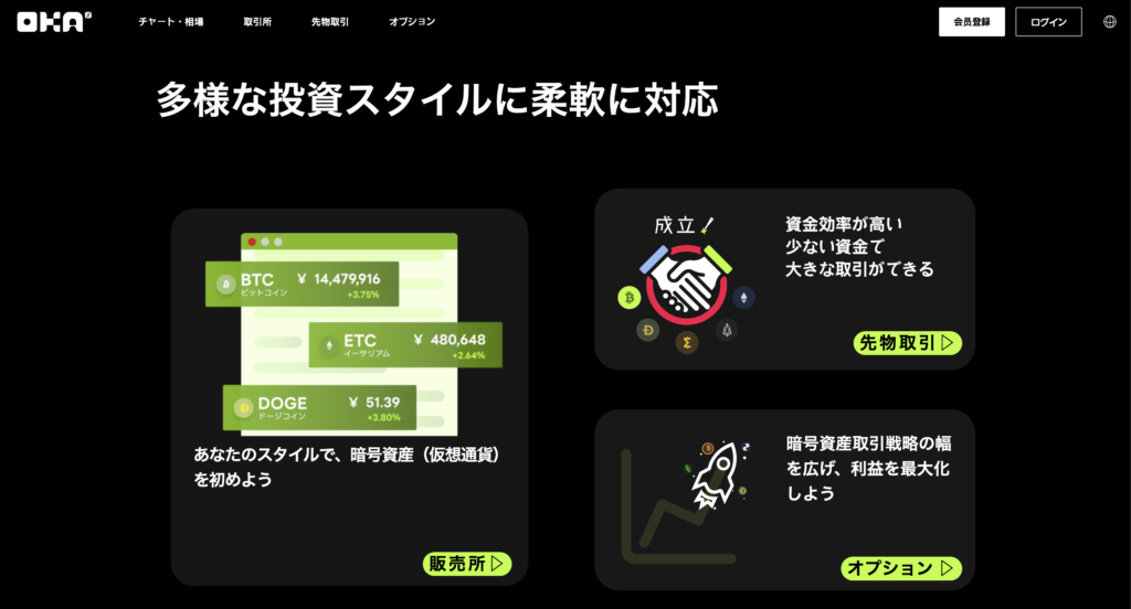 OKA coinsサイト画面