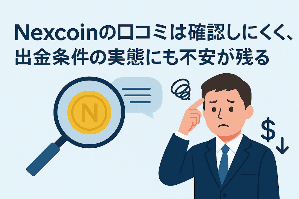 Nexcoin（nexcoinlucky.com）の口コミは確認しにくく、出金条件の実態にも不安が残る