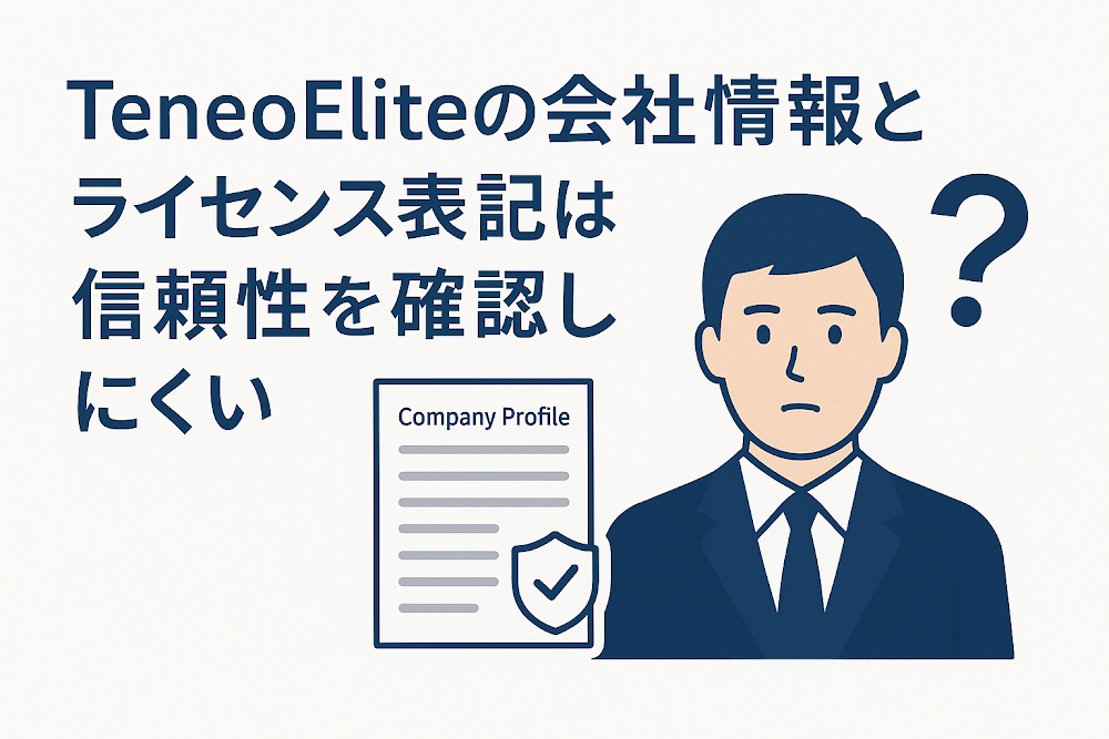 TeneoEliteの会社情報とライセンス表記は信頼性を確認しにくい
