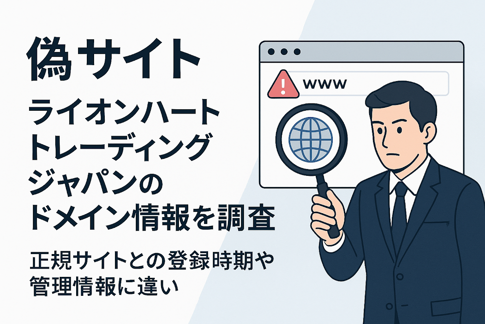 偽サイト ライオンハートトレーディングジャパンのドメイン情報を調査 正規サイトとの登録時期や管理情報に違い