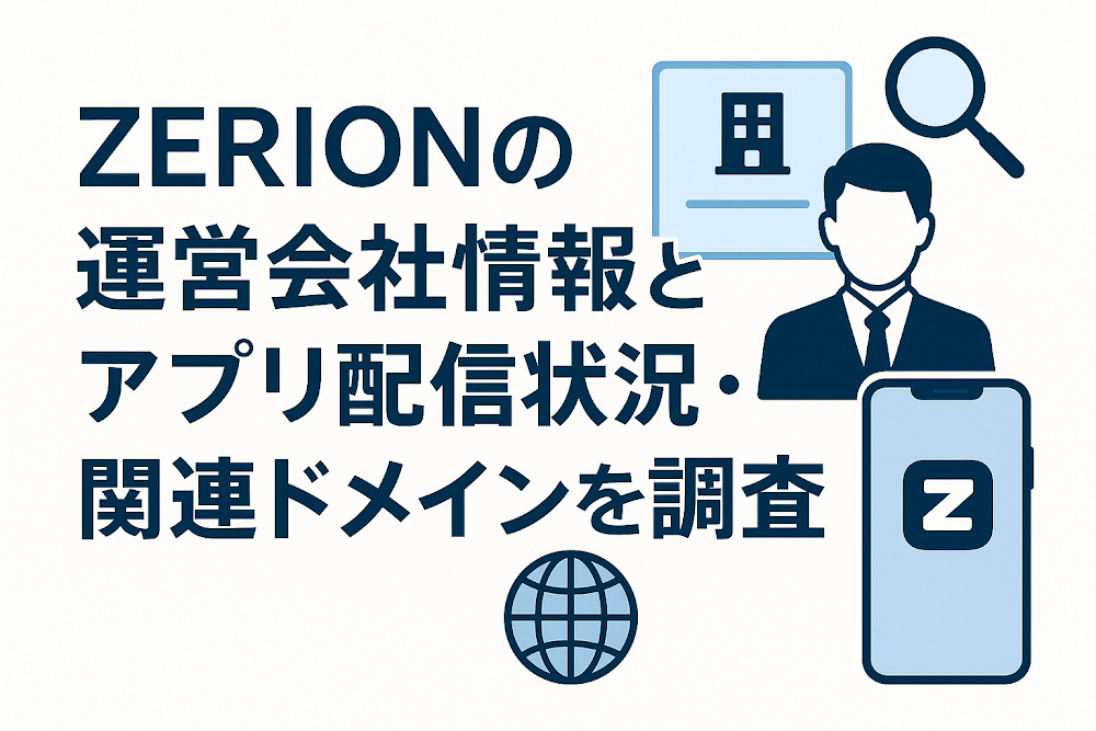 ZERIONの運営会社情報とアプリ配信状況・関連ドメインを調査