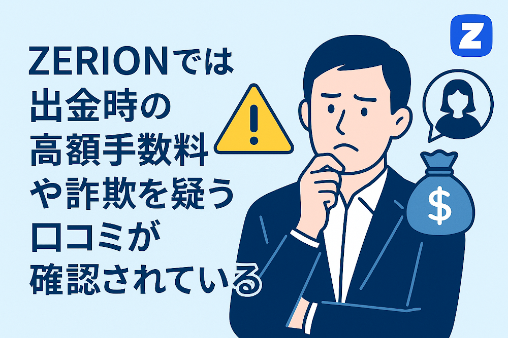 ZERIONでは出金時の高額手数料や詐欺を疑う口コミが確認されている