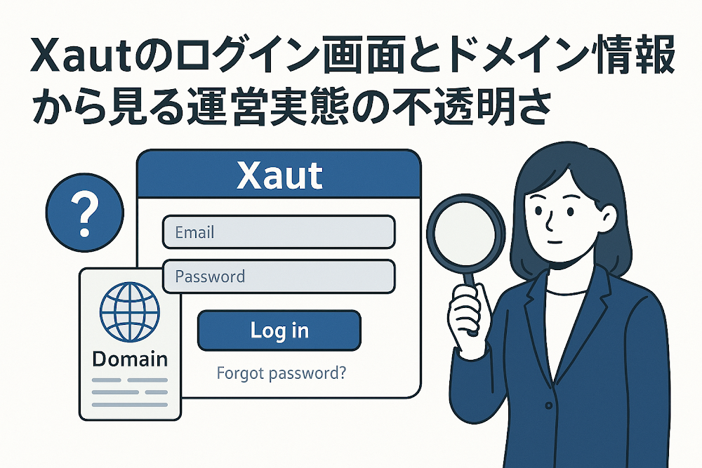 Xautのログイン画面とドメイン情報から見る運営実態の不透明さ