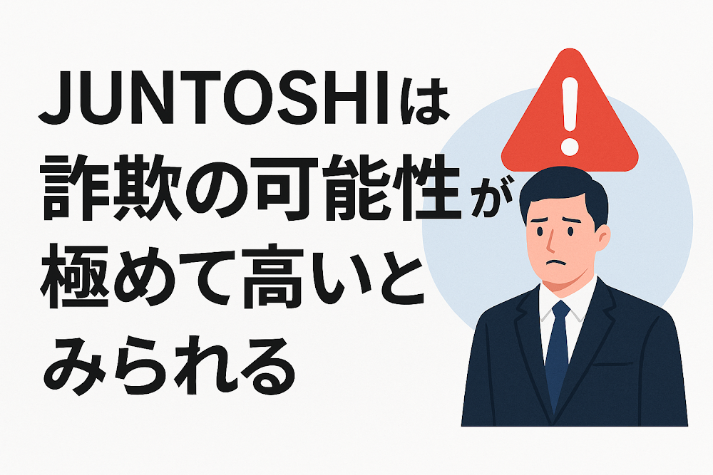 JUNTOSHIは詐欺の可能性が極めて高いとみられる