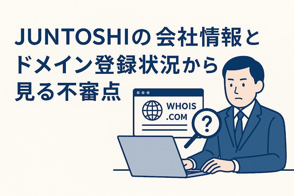 JUNTOSHIの会社情報とドメイン登録状況から見る不審点