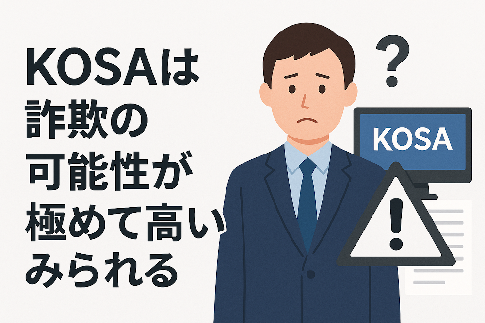 KOSAは詐欺の可能性が極めて高いとみられる