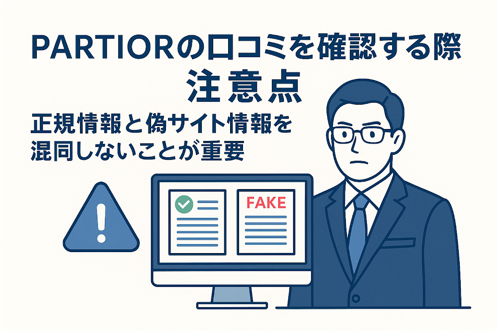 PARTIORの口コミを確認する際の注意点　正規情報と偽サイト情報を混同しないことが重要