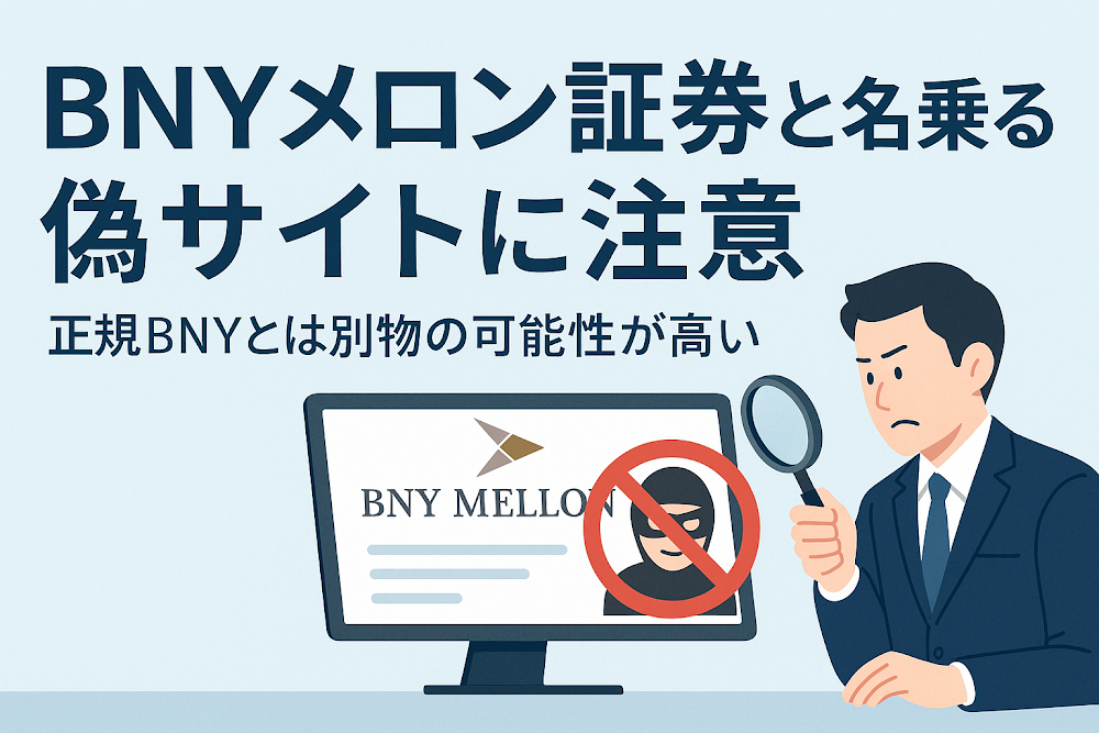 BNYメロン証券と名乗る偽サイトに注意 正規BNYとは別物の可能性が高い
