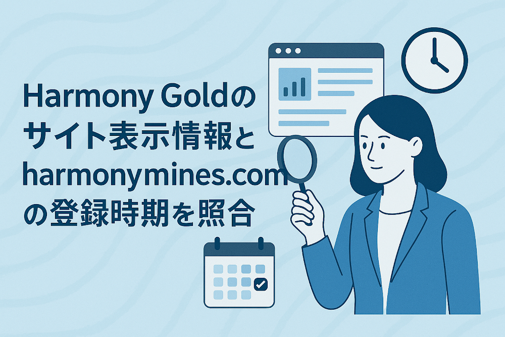 Harmony Goldのサイト表示情報とharmonymines.comの登録時期を照合