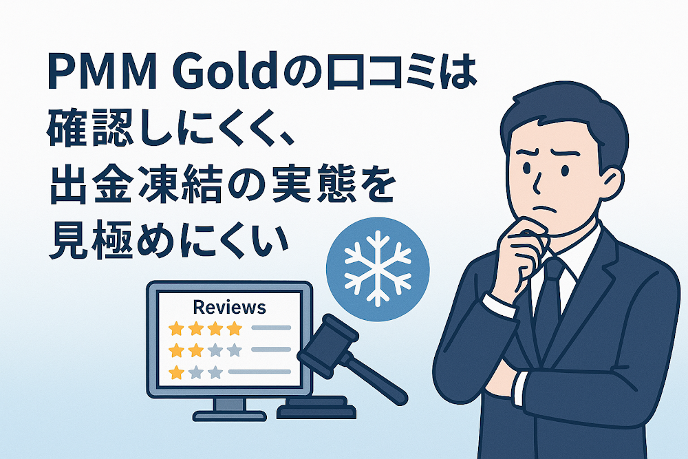 PMM Goldの口コミは確認しにくく、出金凍結の実態を見極めにくい