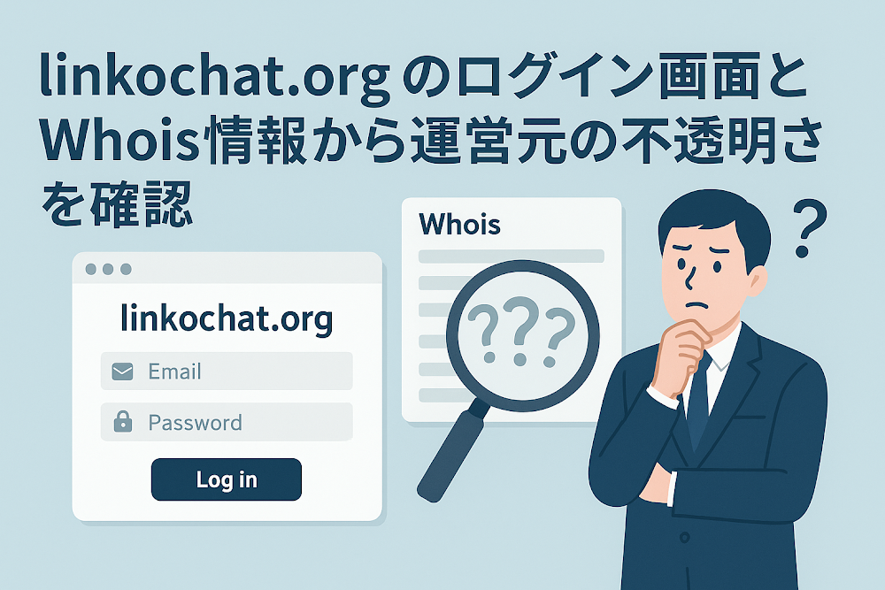 linkochat.orgのログイン画面とWhois情報から運営元の不透明さを確認