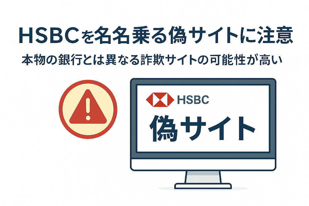 HSBCを名乗る偽サイトに注意　本物の銀行とは異なる詐欺サイトの可能性が高い