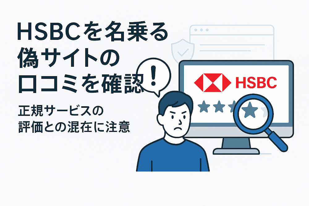 HSBCを名乗る偽サイトの口コミを確認　正規サービスの評価との混在に注意