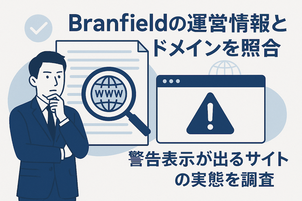 Branfield(ブランフィールド)の運営情報とドメインを照合 警告表示が出るサイトの実態を調査