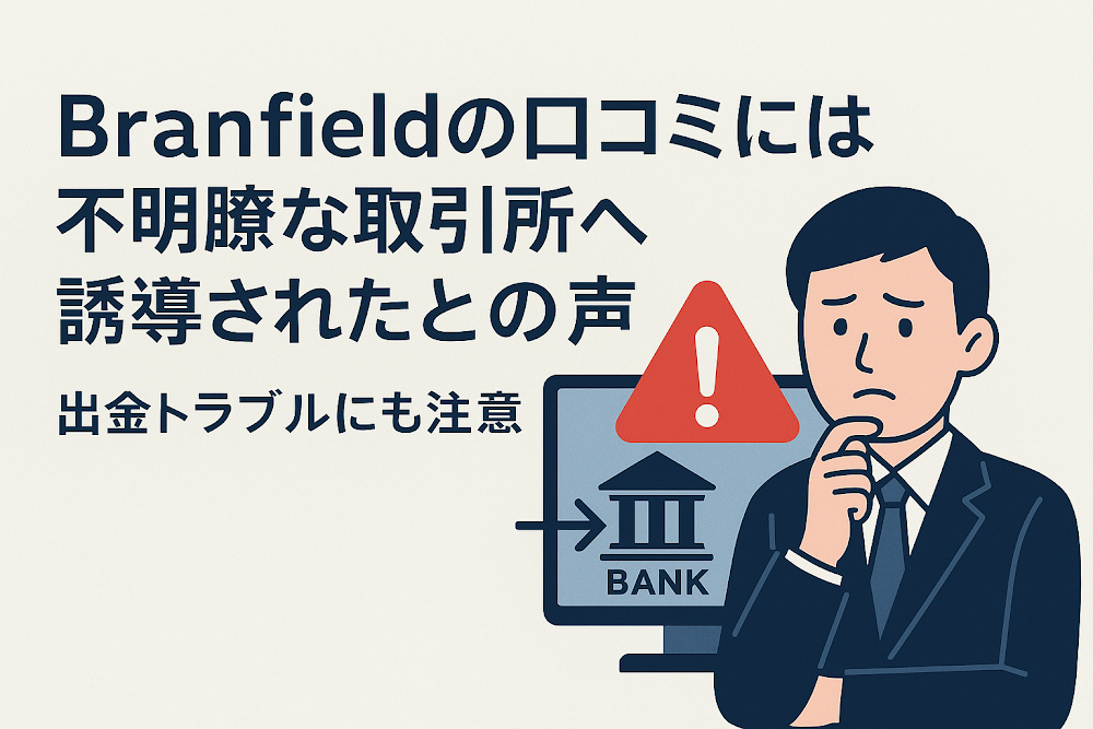 Branfield(ブランフィールド)の口コミには不明瞭な取引所へ誘導されたとの声 出金トラブルにも注意