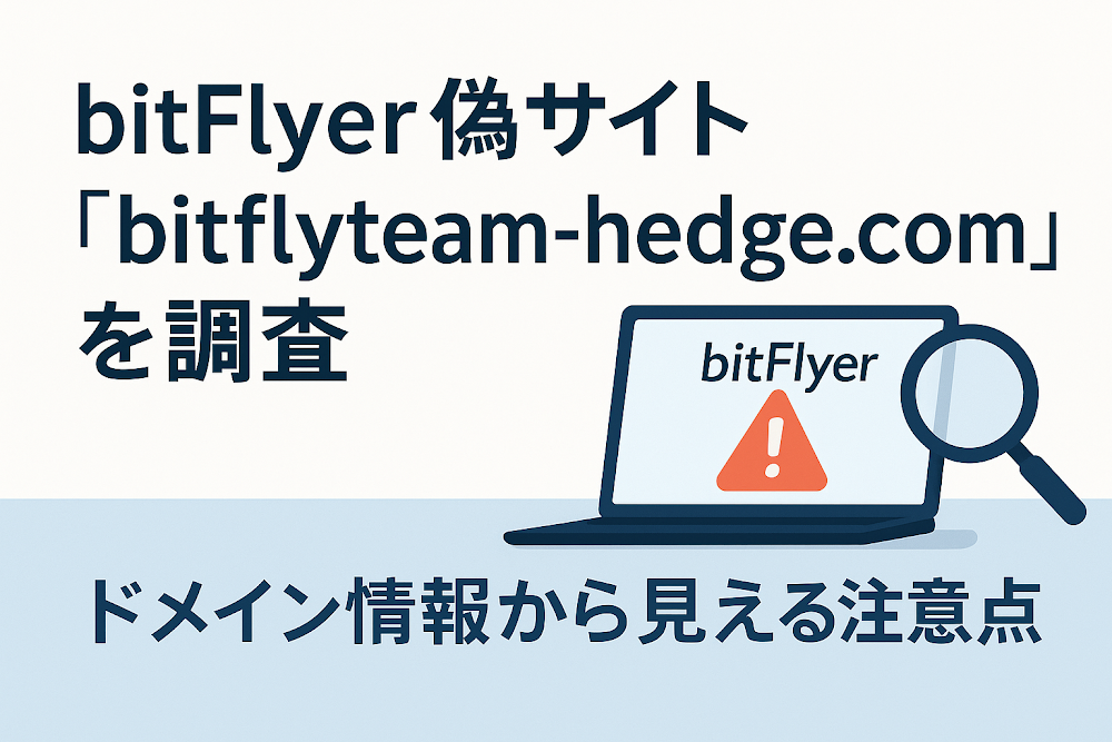 bitFlyer偽サイト「bitflyteam-hedge.com」を調査 ドメイン情報から見える注意点