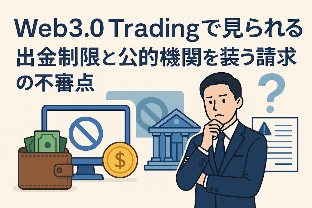 Web3.0 Tradingで見られる出金制限と公的機関を装う請求の不審点