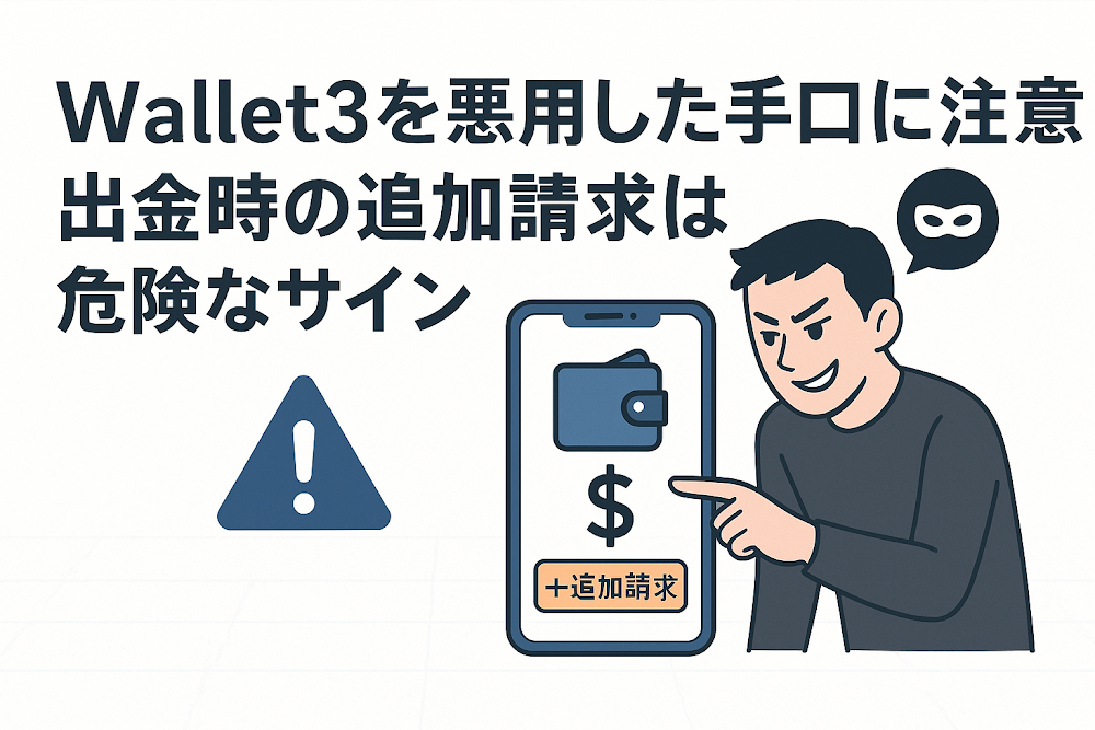 Wallet3を悪用した手口に注意 出金時の追加請求は危険なサイン