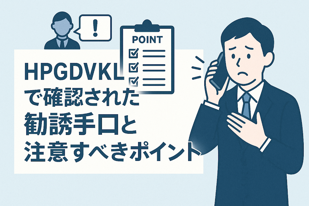 HPGDVKLOで確認された勧誘手口と注意すべきポイント
