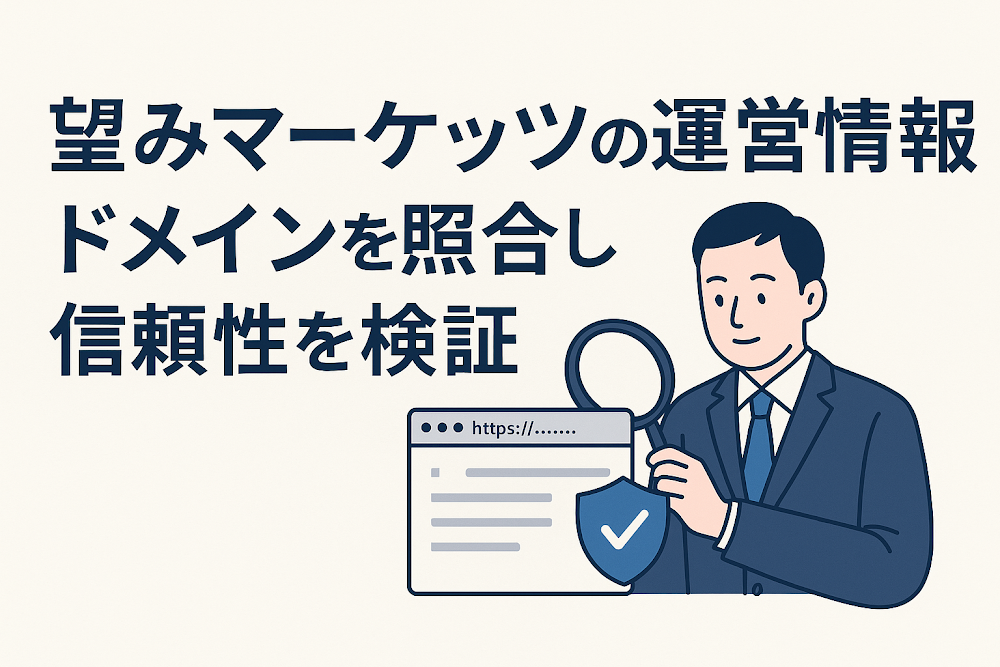 望みマーケッツ（Nozomi Markets）の運営情報とドメインを照合し信頼性を検証