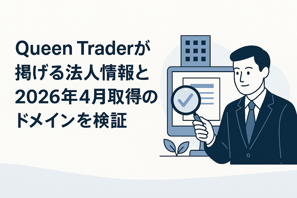 Queen Trader(クイーントレーダー)が掲げる法人情報と2026年4月取得のドメインを検証