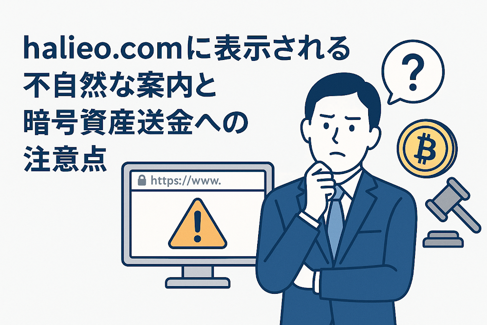 halieo.comに表示される不自然な案内と暗号資産送金への注意点