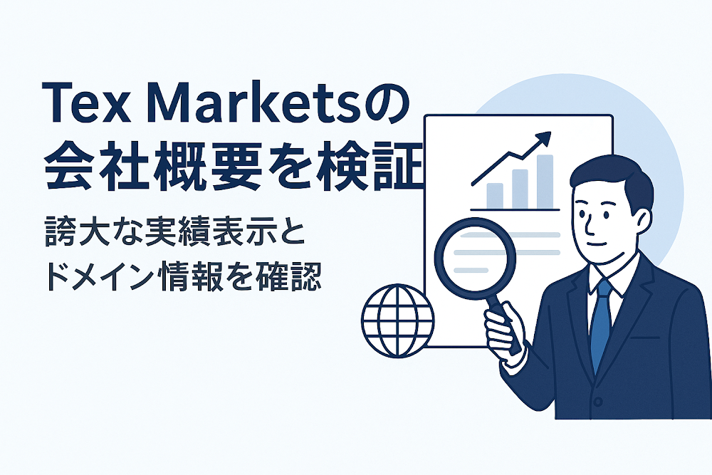 Tex Marketsの会社概要を検証　誇大な実績表示とドメイン情報を確認