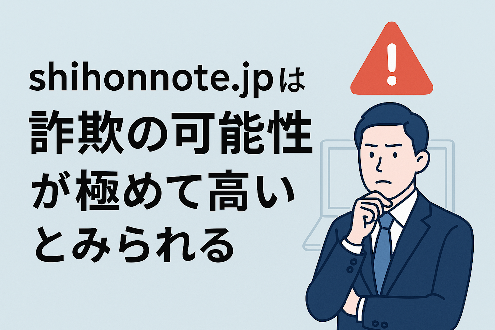 shihonnote.jpは詐欺の可能性が極めて高いとみられる
