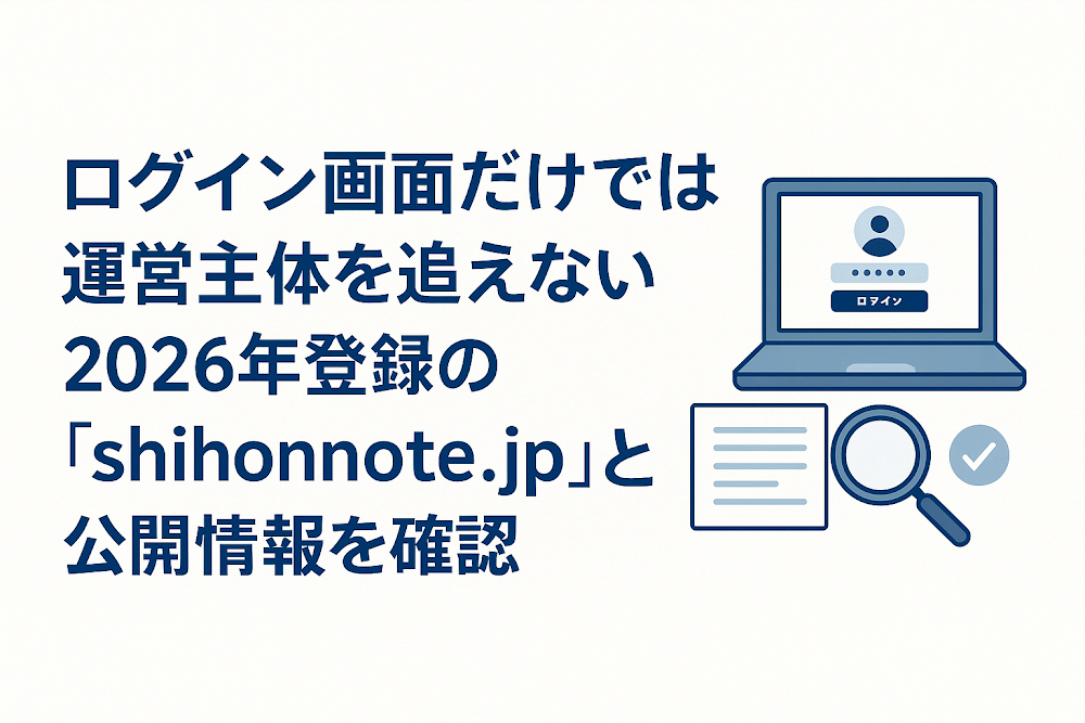 ログイン画面だけでは運営主体を追えない 2026年登録の「shihonnote.jp」と公開情報を確認