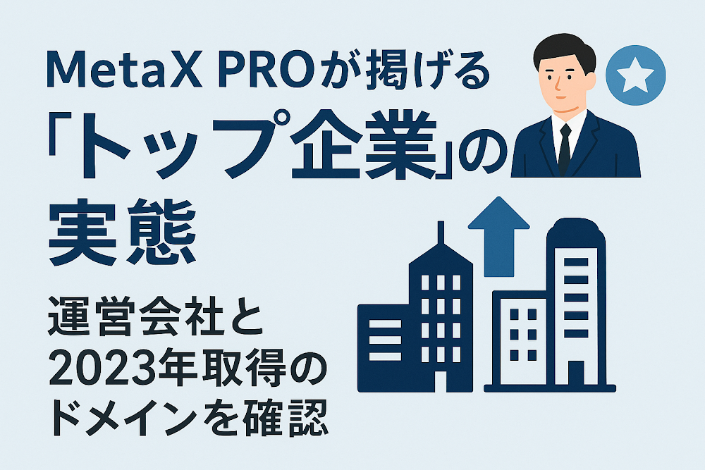 MetaX PRO(metax-pro.io)が掲げる「トップ企業」の実態 運営会社と2023年取得のドメインを確認