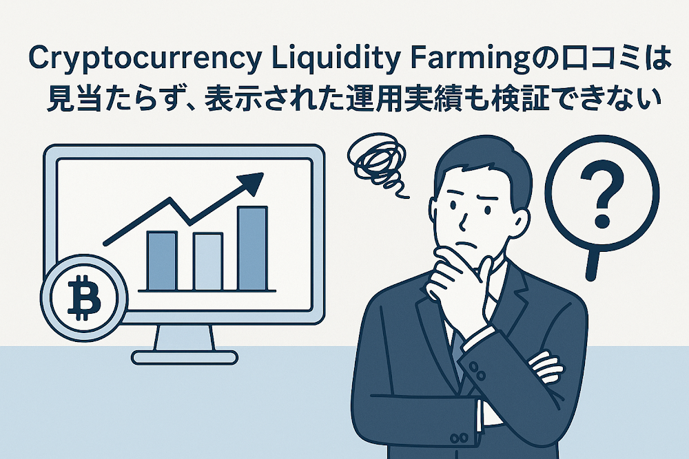 Cryptocurrency Liquidity Farming（juseaf.com）の口コミは見当たらず、表示された運用実績も検証できない
