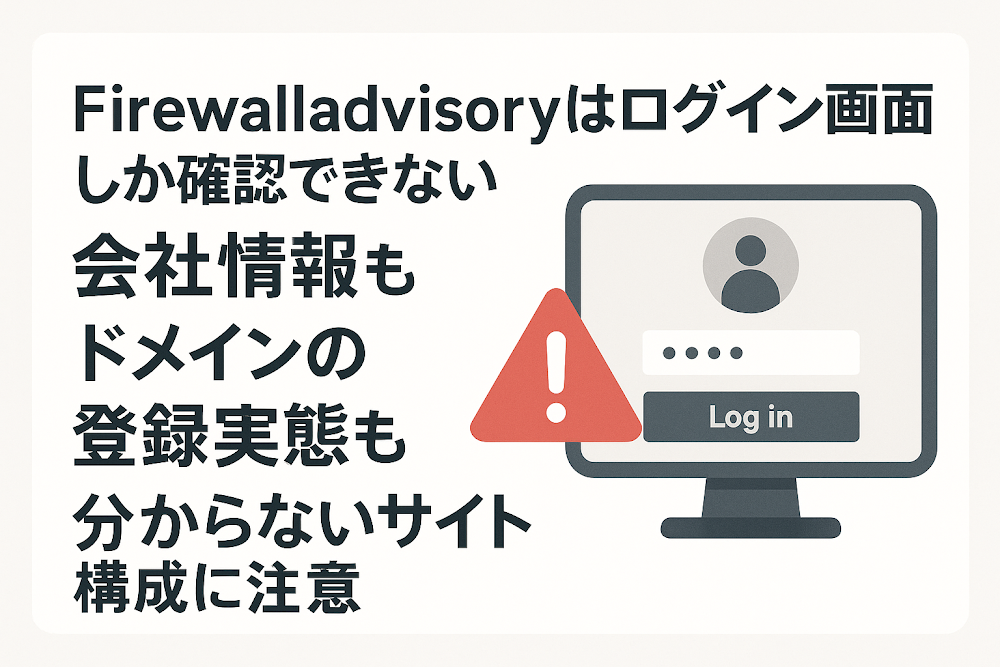 Firewalladvisory（firewalladvisory.ai）はログイン画面しか確認できない　会社情報もドメインの登録実態も分からないサイト構成に注意