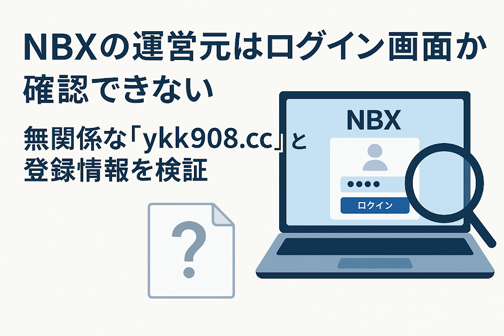 NBXの運営元はログイン画面から確認できない　無関係な「ykk908.cc」と登録情報を検証