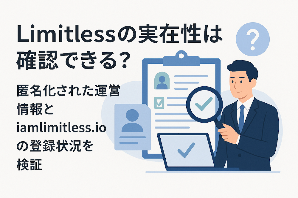 Limitlessの実在性は確認できる？匿名化された運営情報とiamlimitless.ioの登録状況を検証