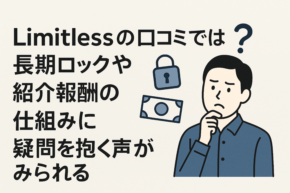 Limitless（iamlimitless.io）の口コミでは長期ロックや紹介報酬の仕組みに疑問を抱く声がみられる