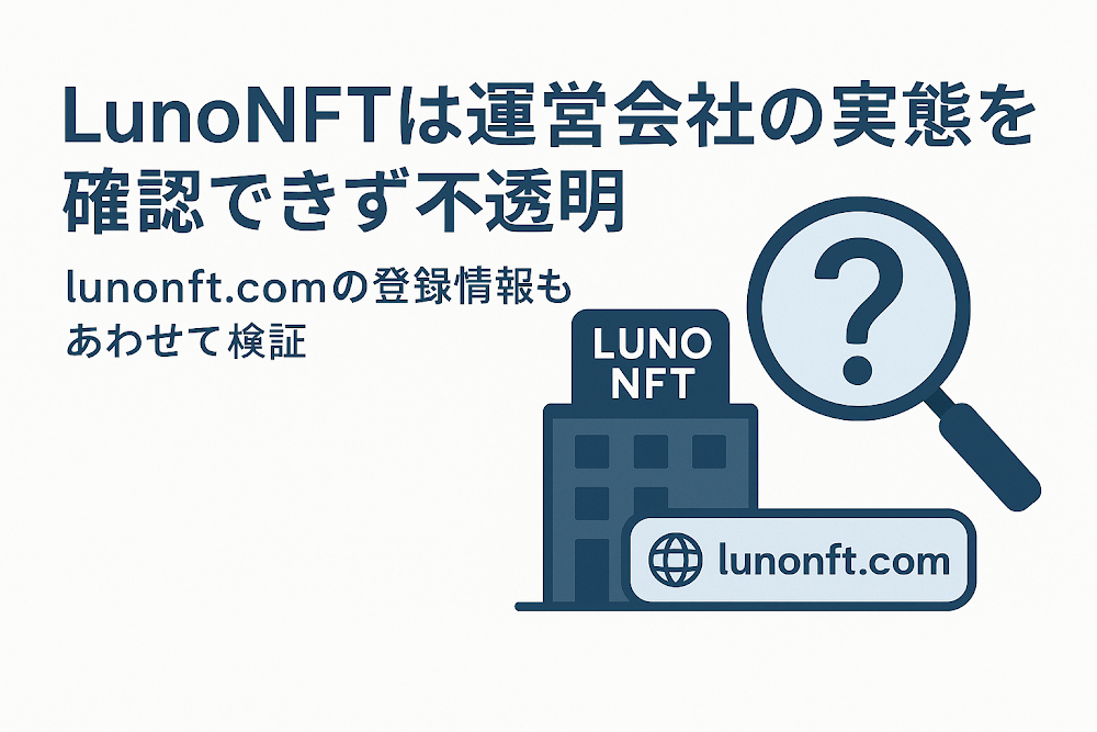 LunoNFTは運営会社の実態を確認できず不透明 lunonft.comの登録情報もあわせて検証