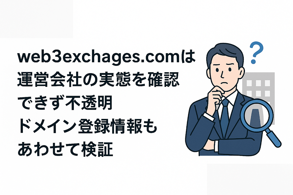 web3exchages.comは運営会社の実態を確認できず不透明　ドメイン登録情報もあわせて検証
