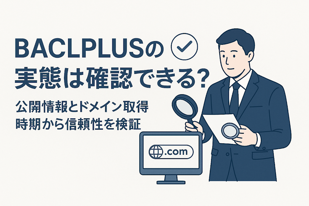 BACLPLUSの実態は確認できる？公開情報とドメイン取得時期から信頼性を検証
