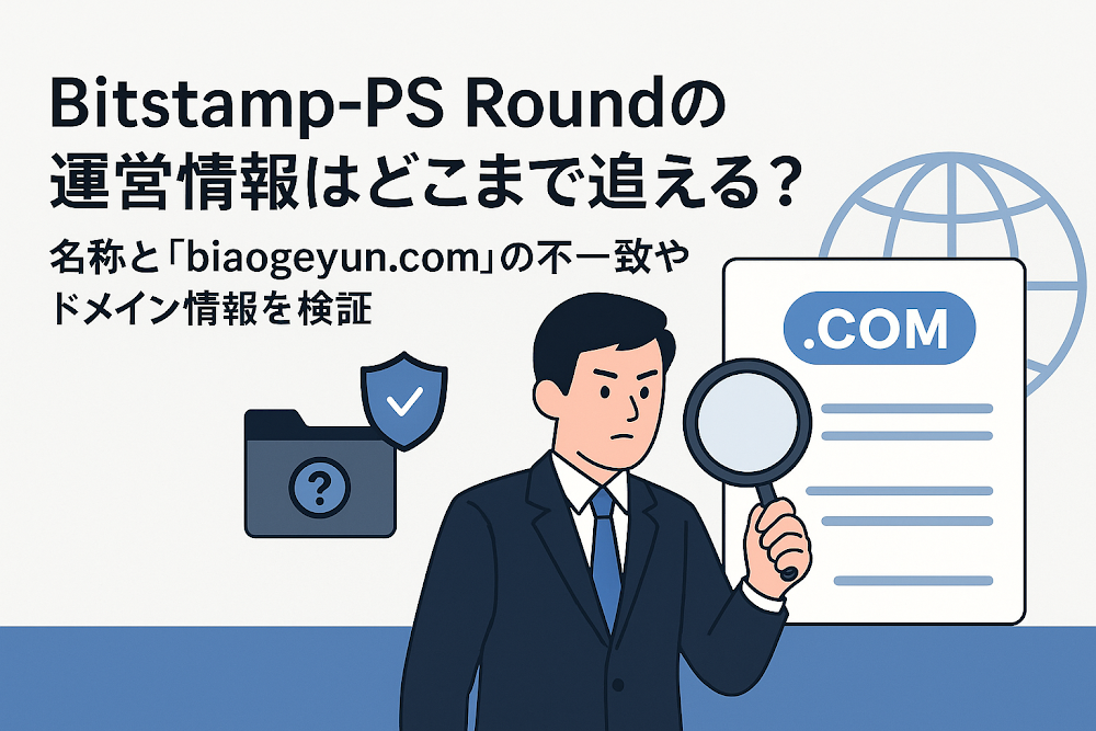 Bitstamp-PS Roundの運営情報はどこまで追える？名称と「biaogeyun.com」の不一致やドメイン情報を検証