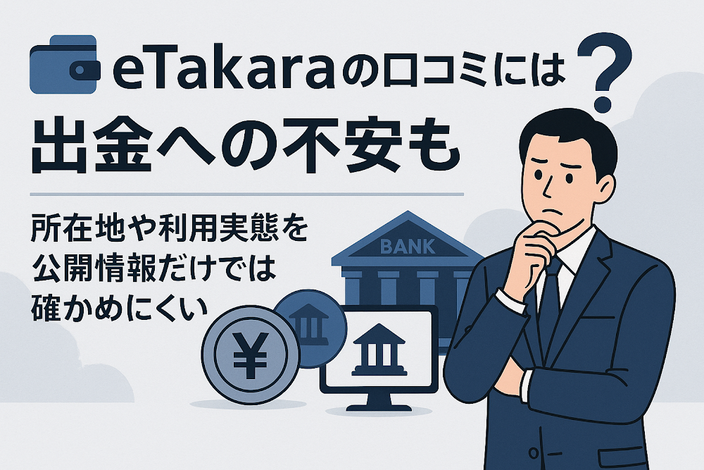 eTakaraの口コミには出金への不安も　所在地や利用実態を公開情報だけでは確かめにくい