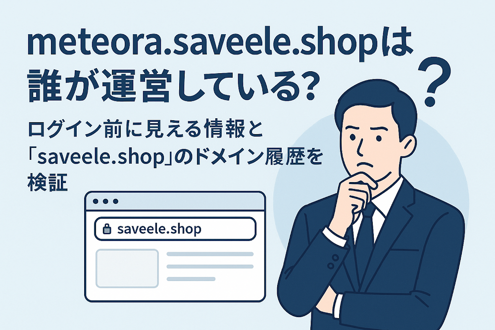 meteora.saveele.shopは誰が運営している？ログイン前に見える情報と「saveele.shop」のドメイン履歴を検証