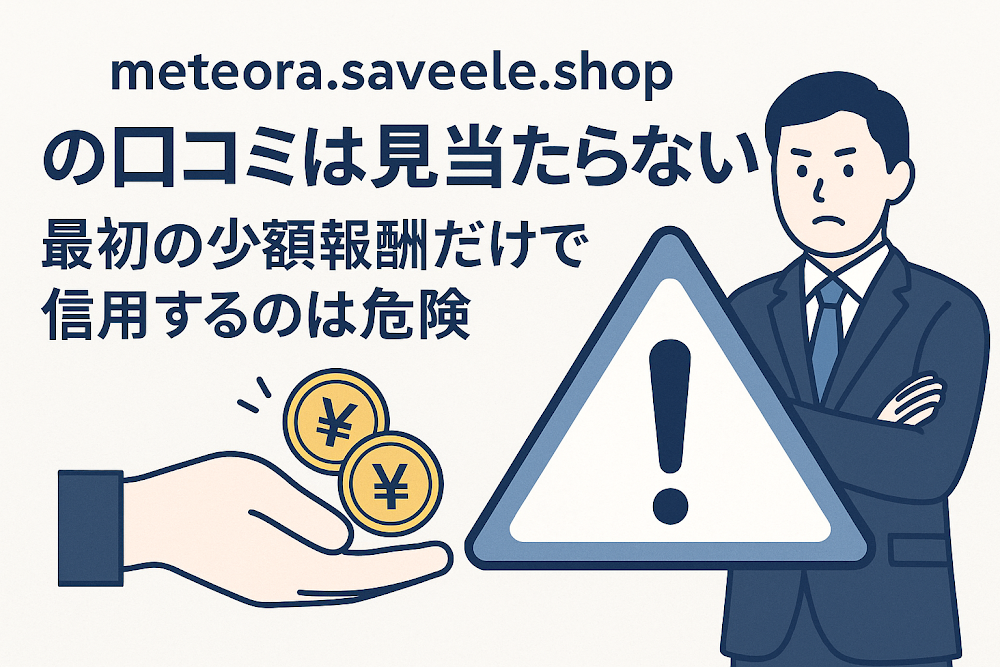 meteora.saveele.shopの口コミは見当たらない　最初の少額報酬だけで信用するのは危険