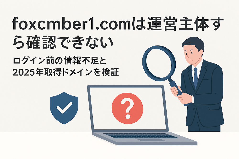 foxcmber1.comは運営主体すら確認できない　ログイン前の情報不足と2025年取得ドメインを検証
