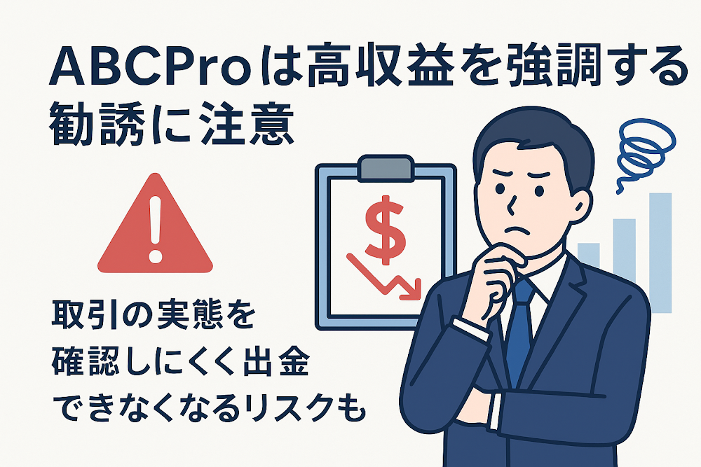 ABCProは高収益を強調する勧誘に注意　取引の実態を確認しにくく出金できなくなるリスクも