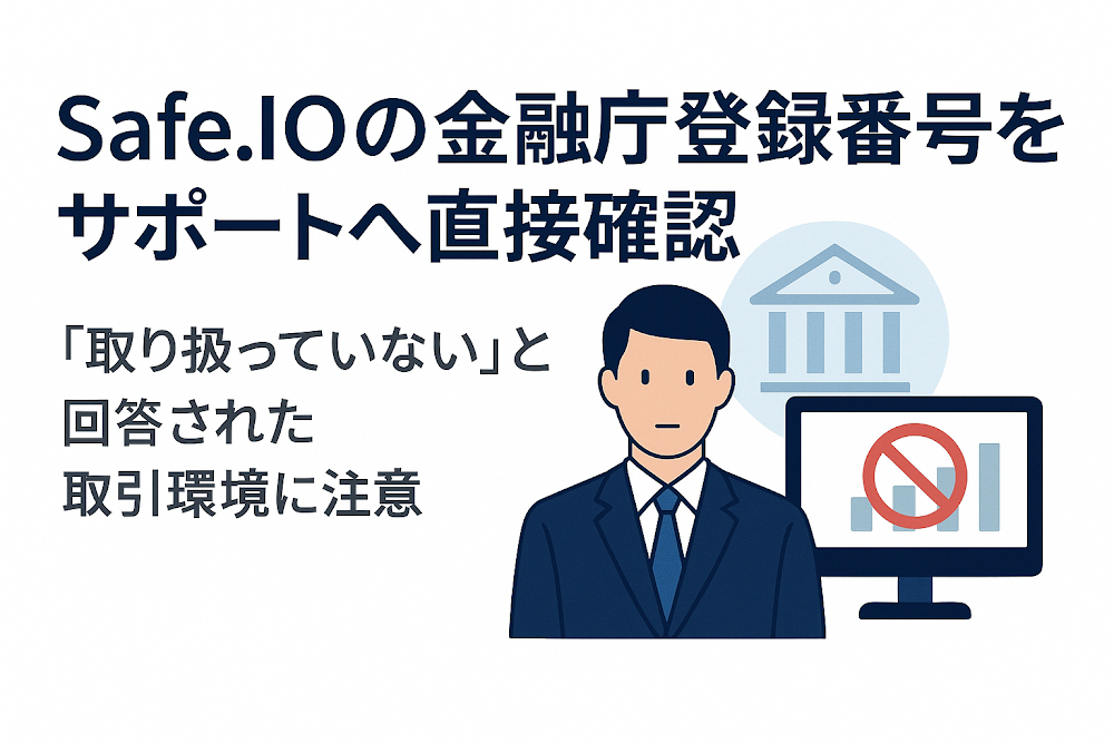 Safe.IOの金融庁登録番号をサポートへ直接確認　「取り扱っていない」と回答された取引環境に注意