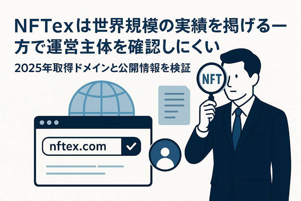 NFTexは世界規模の実績を掲げる一方で運営主体を確認しにくい　2025年取得ドメインと公開情報を検証